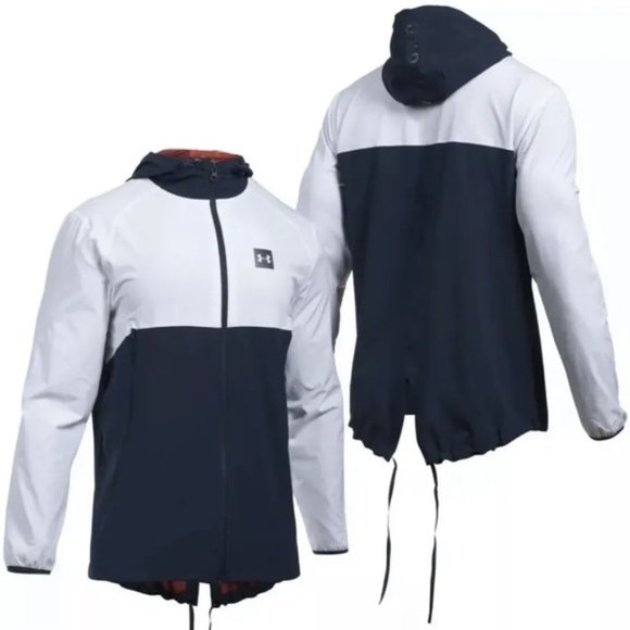 Under Armour Ua Jacket Men's Hoodie Loose Fit Navy Blue White